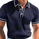 Pánska polokošile s krátkym rukávom Jednobarevné prevedenie Knoflíkové zapínanie Límec Polyester Ľahký a praktický top na každý deň 8