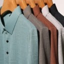 Pánska polokošile s krátkym rukávom Jednofarebná Jednoduché vzorovanie Límeček Gombíky Polyester Klasický strih 2