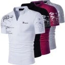 Pánska polokošile s krátkym rukávom Jednofarebná Potlač KING na hrudníku Límeček Polyester Klasický strih 2