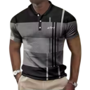 Pánska polokošile s krátkym rukávom Pruhovaný dizajn Knoflíkové zapínanie Golier Ľahký polyester Štýlový top pre každodenné nosenie 2