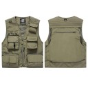 Pánská vesta s více kapsami na zip a zapínáním na zip polyester pro rybaření, turistiku, fotografování a outdoorové aktivity 6