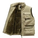 Pánska zateplená vesta s kožíškom vo vnútri a kapsami s golierikom na zips polyester elastan pre turistiku, rybárčenie a prácu vonku 5