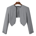 Pánske crop top sako z polyesteru Moderné krátke sako pre mužov bez zapínania s kapsami Jednobarevné nepravidelné štýlové sako v rôznych farbách 3