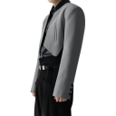 Pánske crop top sako z polyesteru Moderné krátke sako pre mužov bez zapínania s kapsami Jednofarebné nepravidelné štýlové sako v rôznych farbách 8