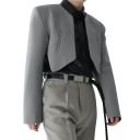 Pánske crop top sako z polyesteru Moderné krátke sako pre mužov bez zapínania s kapsami Jednofarebné nepravidelné štýlové sako v rôznych farbách 9