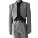 Pánske crop top sako z polyesteru Moderné krátke sako pre mužov bez zapínania s kapsami Jednofarebné nepravidelné štýlové sako v rôznych farbách 10