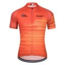Pánské cyklistické sportovní tričko s krátkým rukávem na zip se 3 zadními kapsami pro cyklistiku a sport, oranžové 1