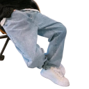 Pánské džíny modré s kapsami, polyester, bavlna, nízký pas, volný střih 2