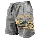 Pánske letné priedušné kraťasy s old school motocyklovou potlačou Sťahovacia šnúrka Ľahký materiál Veterán štýl Pohodlné šortky na leto 4