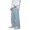 Pánske ležérne dlhé džínsy s rovným strihom Široké nohavice Pohodlné denim nohavice na voľný čas Módny streetwear štýl 10