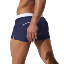 Pánske plavky jednofarebné Nylon Spandex Na šnúrku Biely pruh okolo pása Znak na boku Priliehajúci strih plavky na pláž 8