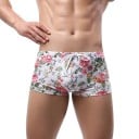 Pánske plavky Polyamid Spandex Biele Potisky listov a kvetín Na šnúrku Letné plážové k bazénu Morské Športové 2