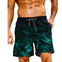 Pánské plavky s potiskem tropických listů elastický pas se šňůrkou koupací šortky s bočními kapsami na pláž k bazénu i na dovolenou 6