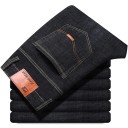 Pánské pohodlné džínové kalhoty Slim Fit strečové džíny pro muže Úzký střih moderní vzhled Stylové každodenní kalhoty s elastickým pasem 3
