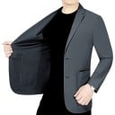 Pánske priedušné sako z polyesteru Elegantné jednofarebné sako pre mužov s vreckami a gombíkmi Štýlové ľahké sako do práce aj na voľný čas 4