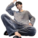 Pánské pyžamo set triko s dlouhým rukávem a kalhoty Pruhované Pohodlný střih Dvoudílný komplet Polyester spandex 1