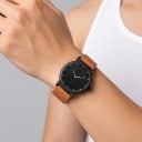 Pánske quartz hodinky ONOLA Minimalistické s malou sekundovkou Vodoodolné 30 m Priemer 41 mm Nerezová oceľ Kožený remienok Na každý deň 11