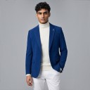 Pánske sako Slim fit Semišový vzhľad Zapínanie na jeden gombík Klopy Kapsy Polyester a elastan Do práce aj na oslavy 7