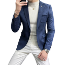 Pánské sako z polyesteru a spandexu Elegantní jednobarevné sako pro muže s kapsami a kapsičkou na prsou Stylové pružné sako s knoflíkem 8