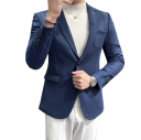 Pánské sako z polyesteru a spandexu Elegantní jednobarevné sako pro muže s kapsami a kapsičkou na prsou Stylové pružné sako s knoflíkem 5