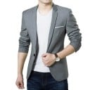 Pánske sako z polyesteru Elegantné jednofarebné sako pre mužov s kapsami a kapsičkou na prsiach Štýlové formálne sako s gombíkom v rôznych farbách 1