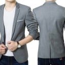Pánske sako z polyesteru Elegantné jednofarebné sako pre mužov s kapsami a kapsičkou na prsiach Štýlové formálne sako s gombíkom v rôznych farbách 7