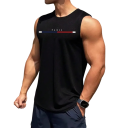 Pánske tielko jednofarebné s kulatým výstrihom O Nápis Paris Polyester Ľahký letný top na šport voľný čas mesto 4