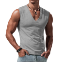 Pánske tielko s výstrihom do V Jednofarebné Polyester Spandex Ľahký pružný top na šport fitness voľný čas leto 5