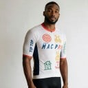 Pánský cyklistický dres s krátkým rukávem a zipem po celé délce s potiskem kreslených motivů a nápisů se síťovanými boky na kolo 5