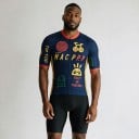 Pánský cyklistický dres s krátkým rukávem a zipem po celé délce s potiskem kreslených motivů a nápisů se síťovanými boky na kolo 2
