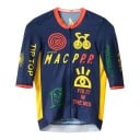 Pánský cyklistický dres s krátkým rukávem a zipem po celé délce s potiskem kreslených motivů a nápisů se síťovanými boky na kolo 1