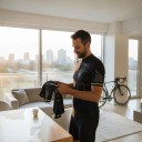Pánský cyklistický dres s krátkým rukávem Zip po celé délce 90 % polyester a 10 % Lycra Tmavě modrý s neonově žlutými detaily 6