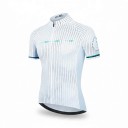 Pánsky cyklistický dres s krátkym rukávom s dlhým zipsom 90 % polyester a 10 % Lycra Biely s čiernymi bodkami a tyrkysovými detailmi 1