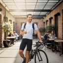 Pánsky cyklistický dres s krátkym rukávom s dlhým zipsom 90 % polyester a 10 % Lycra Biely s čiernymi bodkami a tyrkysovými detailmi 6