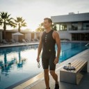 Pánsky cyklistický set Dres bez rukávov a kraťasy Priliehajúci strih Pružný materiál 80 % polyester a 20 % spandex 9