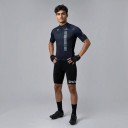 Pánský cyklistický set Dres s krátkým rukávem a kraťasy s vložkou 90 % polyester a 10 % Lycra Tmavě modrý pruhovaný a černý 3