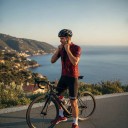 Pánský cyklistický set Dres s krátkým rukávem a kraťasy s vložkou 90 % polyester a 10 % Lycra Vínový dres a černé kraťasy 7