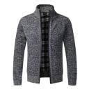 Pánsky kardigan na zips s rolákovým golierom Jednofarebný elegantný sveter pre mužov Jesenný zimný pletený kabát Polyester Rôzne farby 7