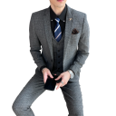 Pánský oblekový set z acetátu Elegantní sada saka, vesty a kalhot pro muže Jednobarevný formální komplet s kapsami a knoflíky v různých barvách 9