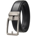 Pánský opasek z pravé kůže 3,5 cm Elegantní kožený pásek do kalhot s kovovou přezkou ze slitiny zinku Stylový pánský doplněk Klasický design 1