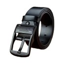 Pánský pásek z pravé kůže šířka 3,8 cm Elegantní kožený opasek s černou slitinovou přezkou Módní doplněk k obleku i džínám 1