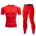 Pánský set tričko a legíny Kompresní tričko s krátkým rukávem Funkční legíny s pružným pasem Polyester Dvoudílný komplet na sport a běh 4