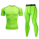 Pánský set tričko a legíny Kompresní tričko s krátkým rukávem Funkční legíny s pružným pasem Polyester Dvoudílný komplet na sport a běh 7