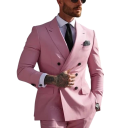 Pánský set z bavlny a vlny Elegantní sada saka a kalhot pro muže Jednobarevný formální komplet s kapsami a knoflíky Stylový oblek v různých barvách 3