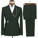 Pánský set z bavlny, polyesteru a viskózy Elegantní sada saka a kalhot pro muže s řetízkem na límečku Jednobarevný komplet se zapínáním na pásek 20