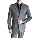 Pánský set z polyesteru Elegantní sada saka, vesty a kalhot pro muže Jednobarevný formální oblek s kapsami a kapsičkou na prsou Stylový komplet s knoflíky 9