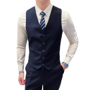 Pánský set z polyesteru Elegantní sada saka, vesty a kalhot pro muže Jednobarevný formální oblek s kapsami a kapsičkou na prsou Stylový komplet s knoflíky 4