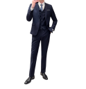 Pánský set z polyesteru Elegantní sada saka, vesty a kalhot pro muže Jednobarevný formální oblek s kapsami a kapsičkou na prsou Stylový komplet s knoflíky 5