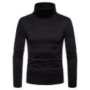 Pánsky sveter s dlhým rukávom a rolákem Slim fit Jednofarebný pletený sveter Elegantné módne oblečenie Jesenný zimný sveter Polyester 1