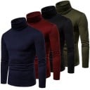Pánsky sveter s dlhým rukávom a rolákem Slim fit Jednofarebný pletený sveter Elegantné módne oblečenie Jesenný zimný sveter Polyester 8